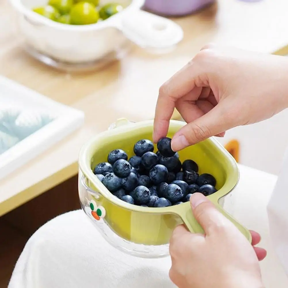 Water Filter Basket Dual-layer Fruit Strainer Draining Basket with Handle Multifunctional Bpa-free Bowl for Fruits for Easy