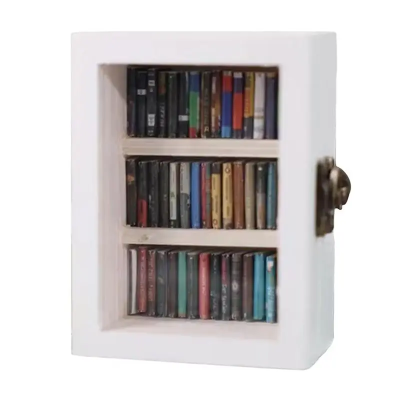 AEE4-Anti-Anxiety Bookshelf With 60 Books Miniature Book Match Boxes Gifts Shake Away Your Anxiety House Decoration