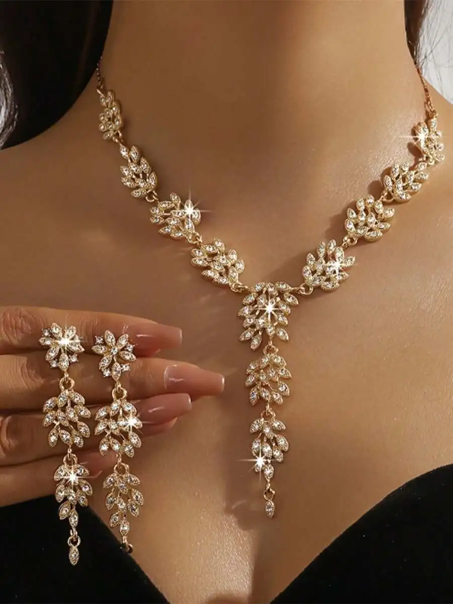 Luxury Crystal Tassel Bridal Jewelry Set