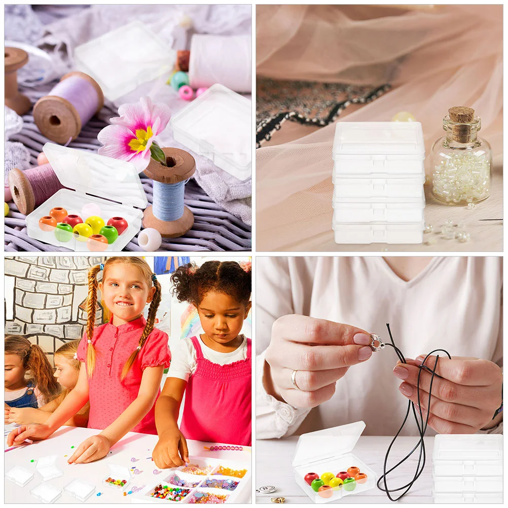 30 Pcs Hinged Cover Transparent Bead Box Beads Storage Boxes with Lids Pp Condiment Containers Mini Plastic