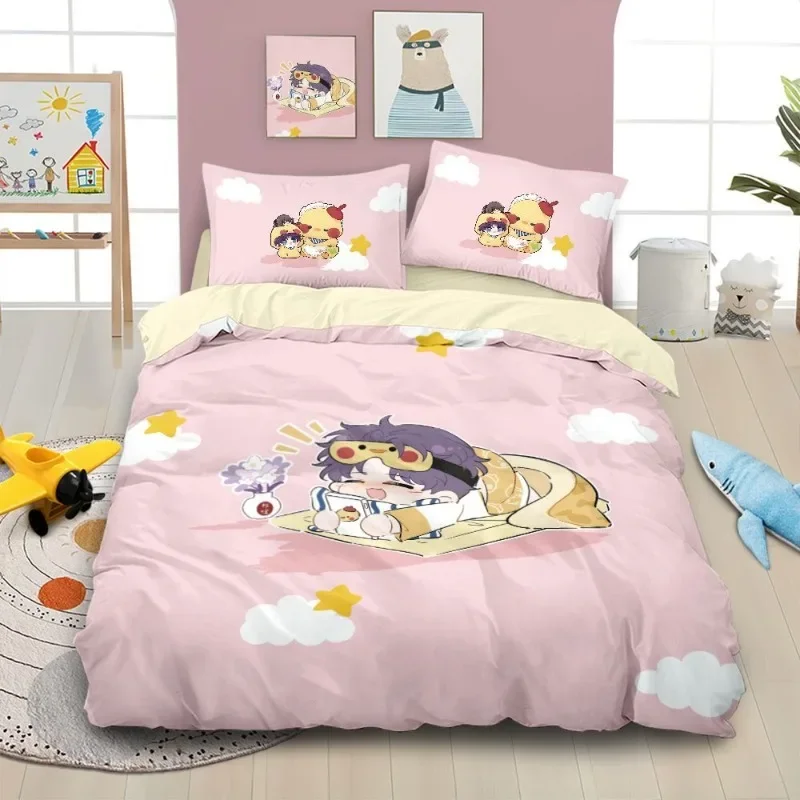 

Love and Deepspace Rafayel Cartoon Cute Pure Cotton Bed Four-piece Set Personalized Anime Game Peripheral Printed Quilt Cover