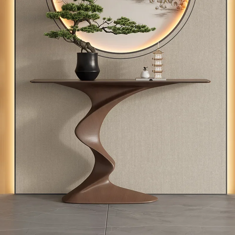 New Chinese-style entrance table Solid wood corridor Walnut color home entrance front door Entrance cabinet counter