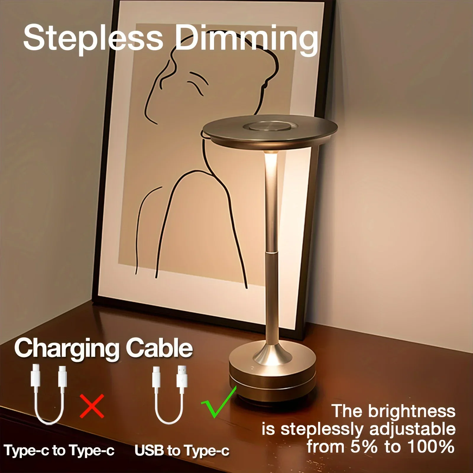 005 Crystal Bar Decoration Table Lamp Bedroom USB Rechargeable Outdoor Table Lamp Atmosphere Restaurant Touch LED Night Light