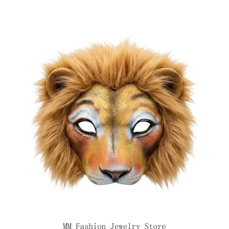 Animal Character Costume Mask with a Dimensional Face, Textured Muzzle, and Elastic Back Strap for Festival Stage Role-Play D0UB