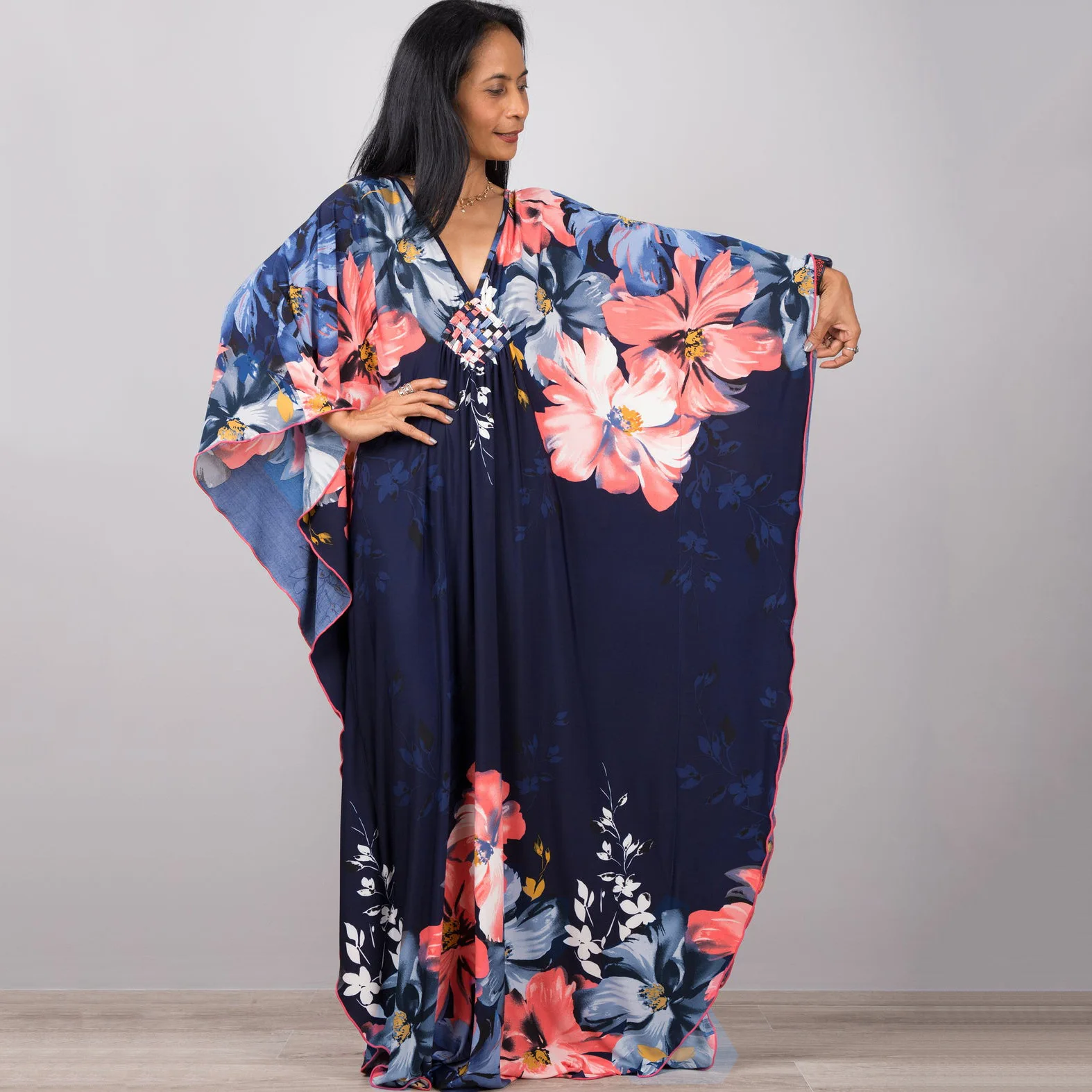 Robe Longue à Manches Chauve-Souris pour Femme, Tenue de Plage, Style Bohème, Caftan, Maxi, Sexy, Imprimé, Décolmétrage en V Profond, Automne 2024