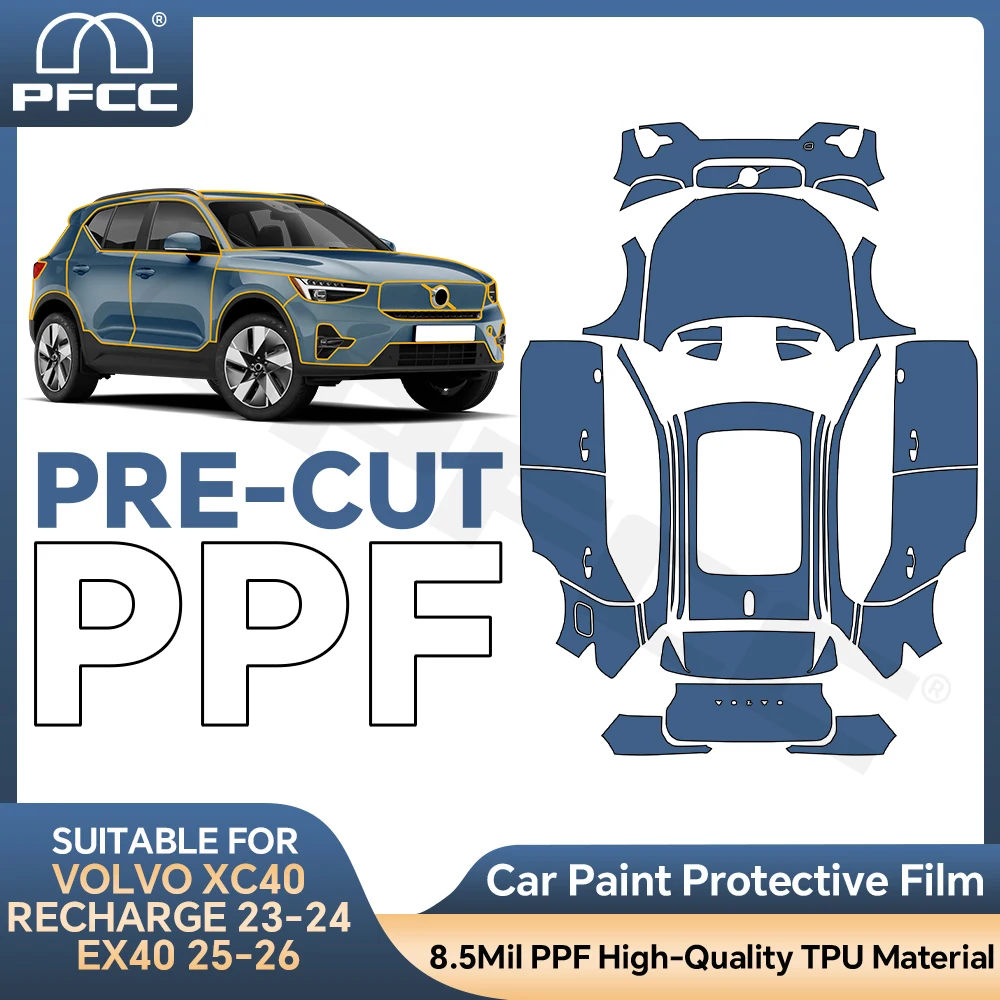 9Mil TPU For Volv XC40 Recharge 2023-2024 Full Car PPF Precut Paint Protective Film Scratch-Resistant Clear Film Car Accessories