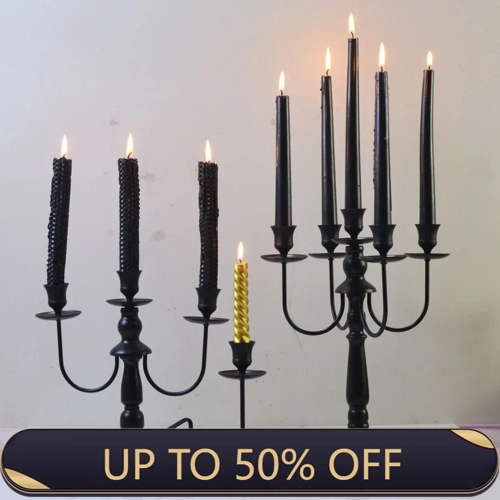 Nordic Iron Candle Holder Wedding Ceremony Suitable for Long Candles Minimalist Retro Style Candlestick Home Decoration