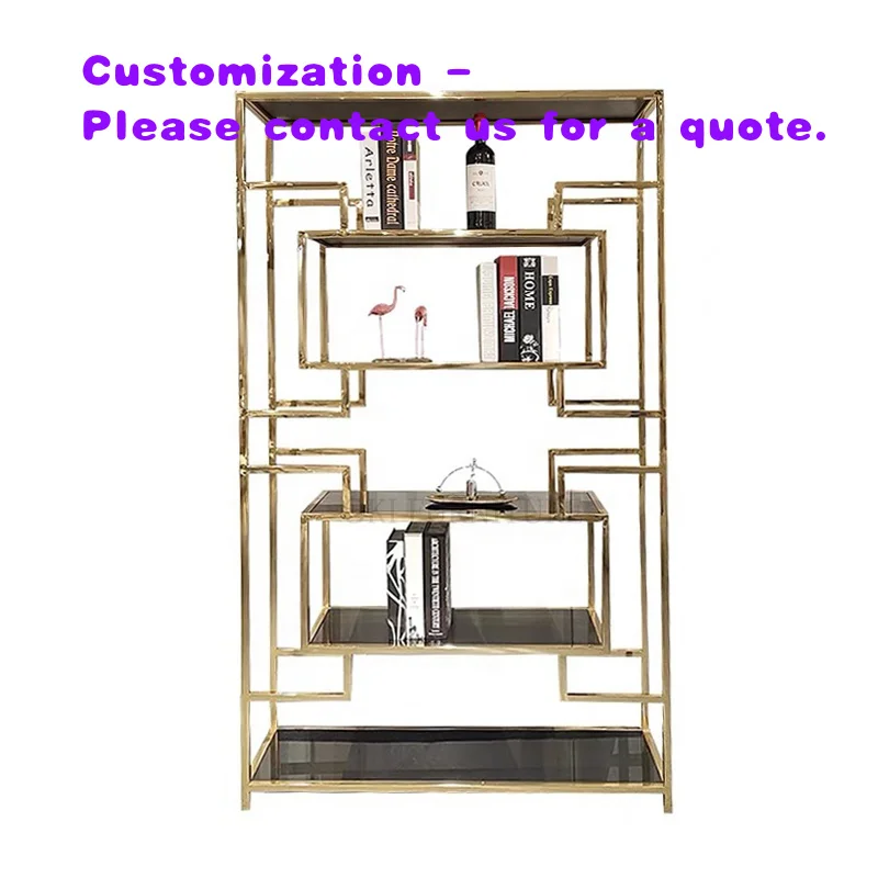 custom.Display Cabinet Office Shelf Italian showcase Stainless Steel Kitchen Wall Shelf Luxury Office Furniture Metal Books