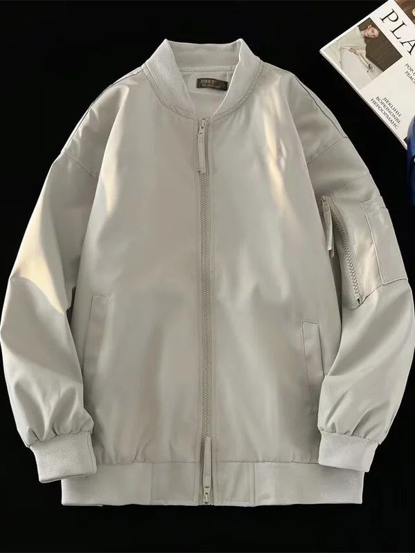 

Мужская ветровка с воротником-стойкой в американском стиле ретро, осенне-зимняя цветная повседневная свободная рабочая одежда на молнии, летная одежда...