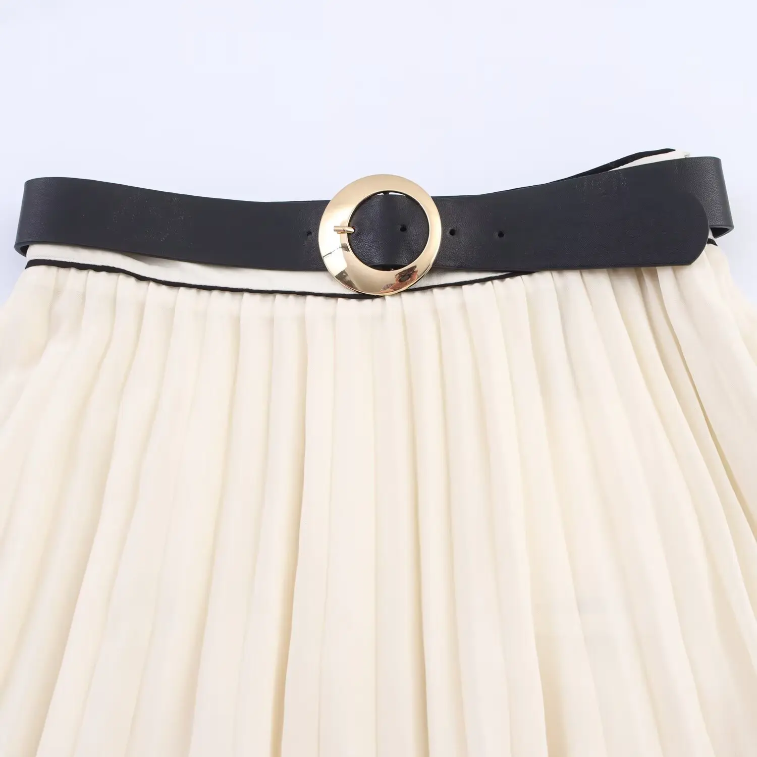 BSK&TRAF2025 женская летняя новая контрастная цветная отделка, плиссированная рубашка без рукавов с v-образным вырезом + с поясом, декоративная плиссированная юбка