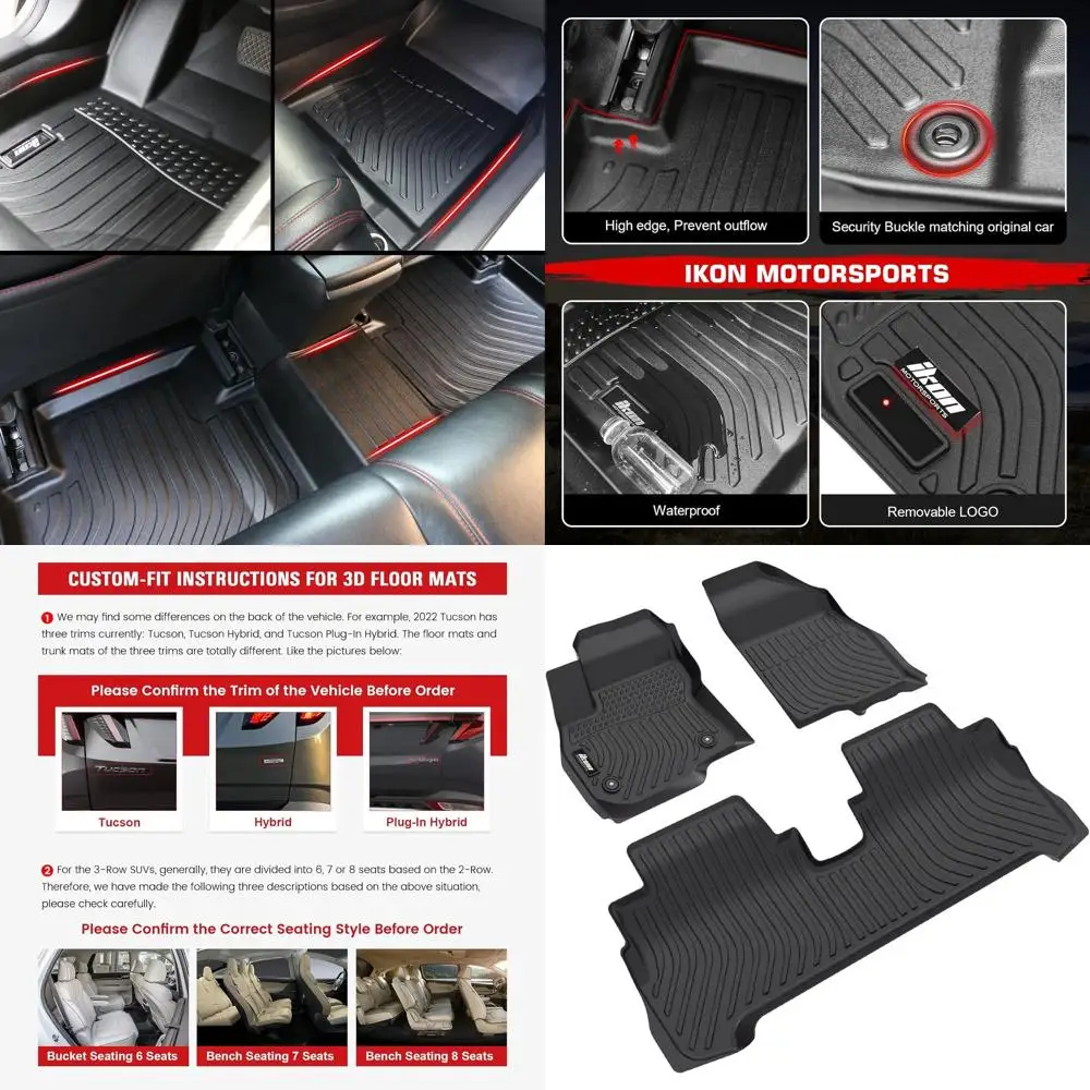 

Коврики 3D TPE, совместимые с Chevrolet Bolt EV 2017-2023, всепогодные водонепроницаемые противоскользящие вкладыши для пола, передний и 2-й ряд F