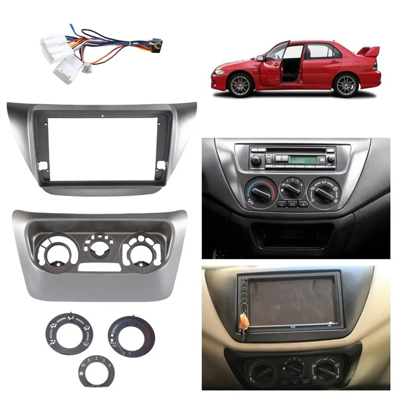 Car Radio Stereo 9Inch Frame Fascia Panel Harness Replacement Parts Accessories For MITSUBISHI LANCER IX 2006 Gray