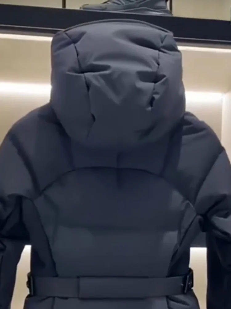 Ele Bla Slim Fit Feminino para baixo Jaet Design de cintura alta Casaco de inverno Sli Casacos com capuz Premium Feel Faionable