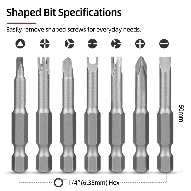 Precision Y U Shaped Triangle Screwdriver Magnetic Bit 1/4in Inner Cross Three Points Screw Driver Security Tip For Power Drill
