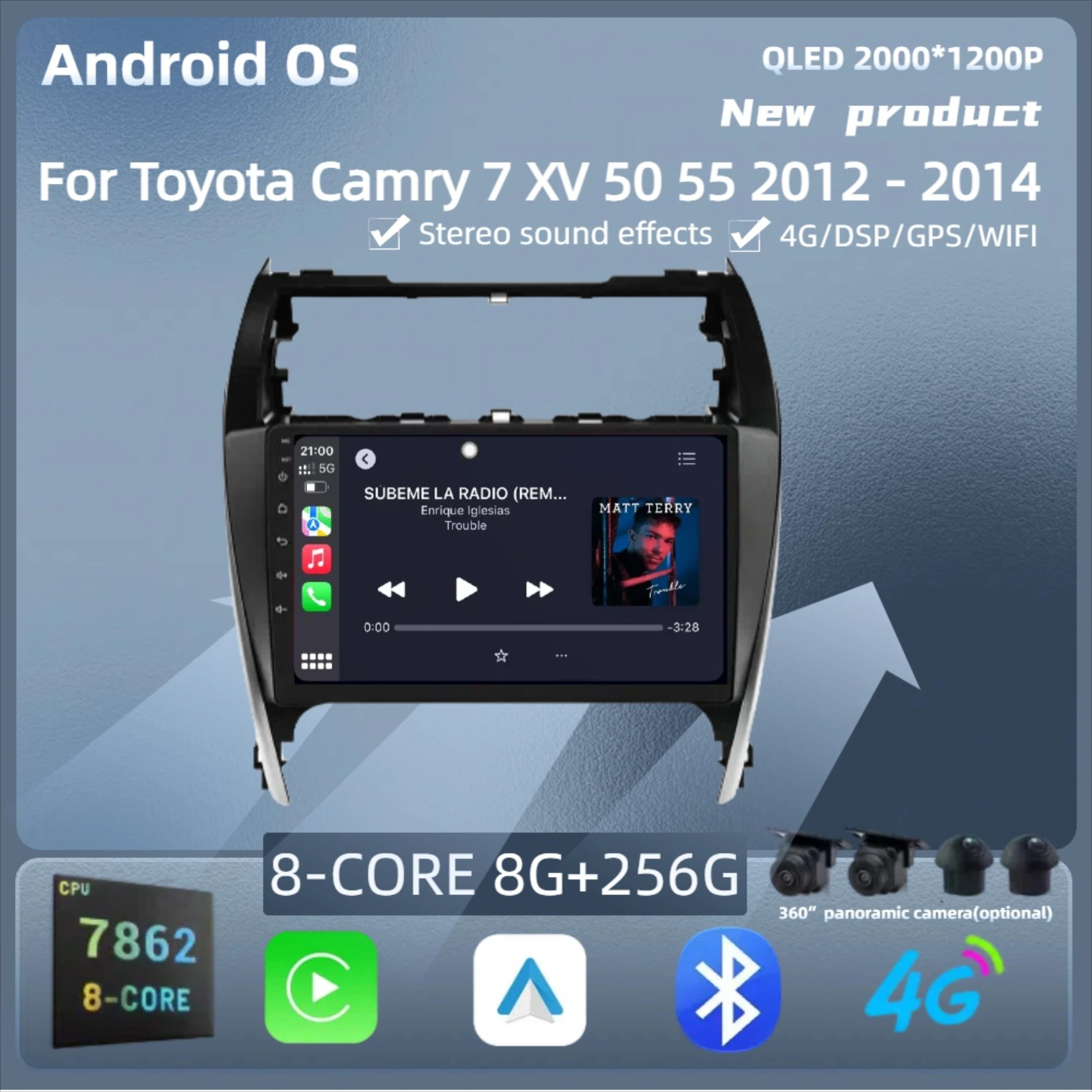 

For Toyota Camry 7 XV 50 55 2012 - 2014 Android 14 Radio Car Multimedia Player Wireless Carplay 7862S 8G 256G 2K QLED Screen