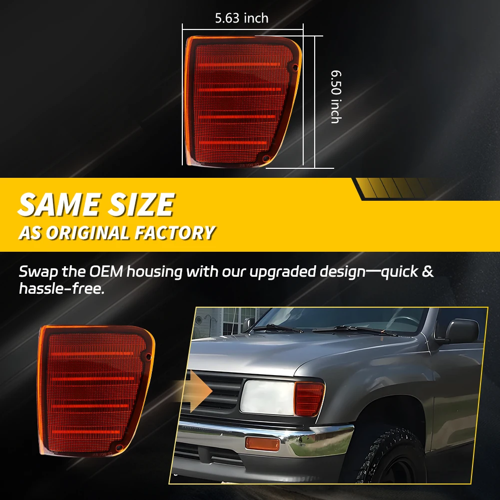 2Pcs Front Turn Signal Light Corner Light Side Marker Light Parking Light W/LED For 1993 1994 1995 1996 1997 1998 Toyota T100