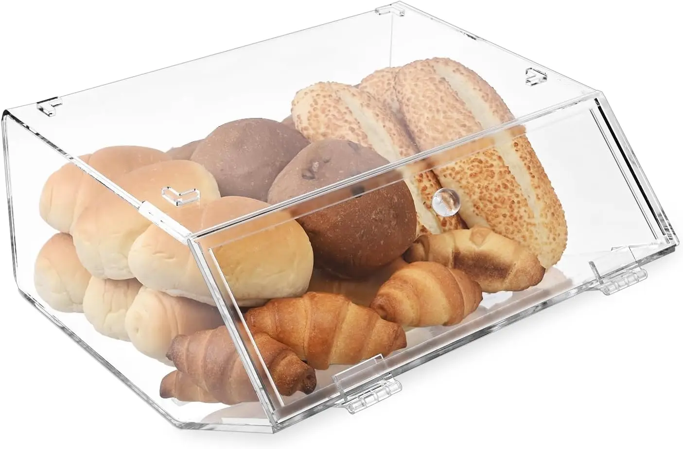 

Acrylic Stackable Bakery Case Kitchen Pastry Container Display, Organizer Holder Stand for Bagels, Bread and Muffins with A Hin