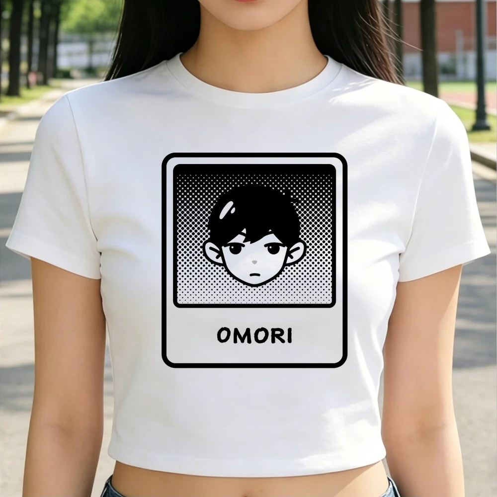 Omori cropped top girl jojifuku japanese cute scene  harajuku top tees alternative  funny dollette vintage emo