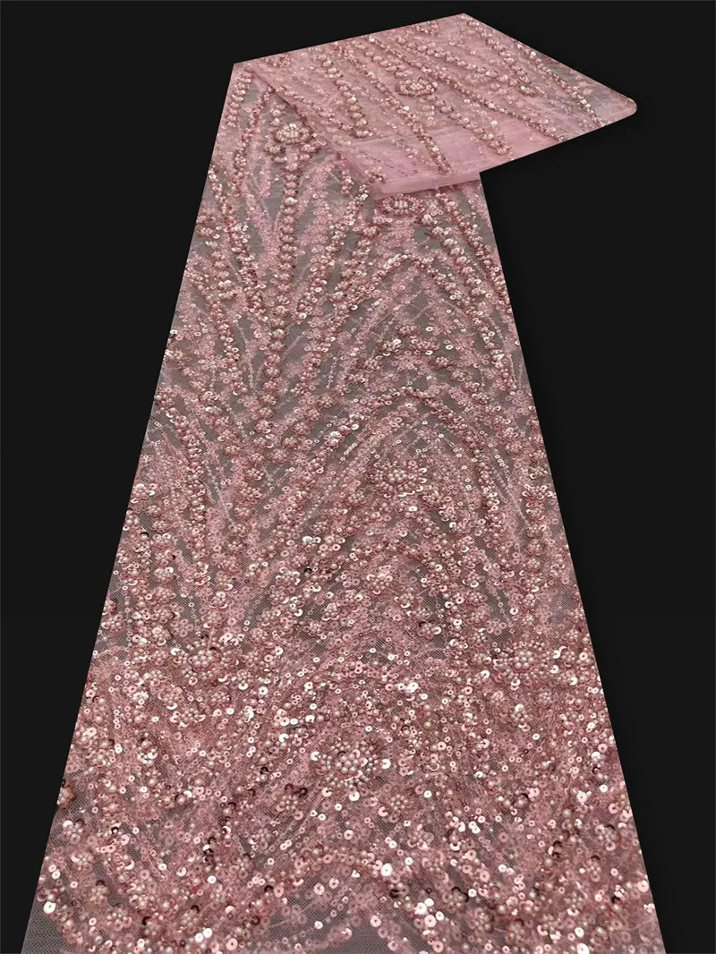 1 yarda de tela de malla suave nueva, bordada a mano con lentejuelas y cuentas, para vestido de novia, cheongsam, escenario, DIY y confección de ropa