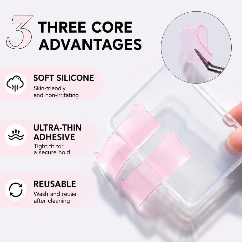 1 Pair Silicone Heart-shaped Eyelash Curling Pads Reusable Self-Adhesive Eyelash Perm Curler Ultra Thin Eyelash Curling Tools