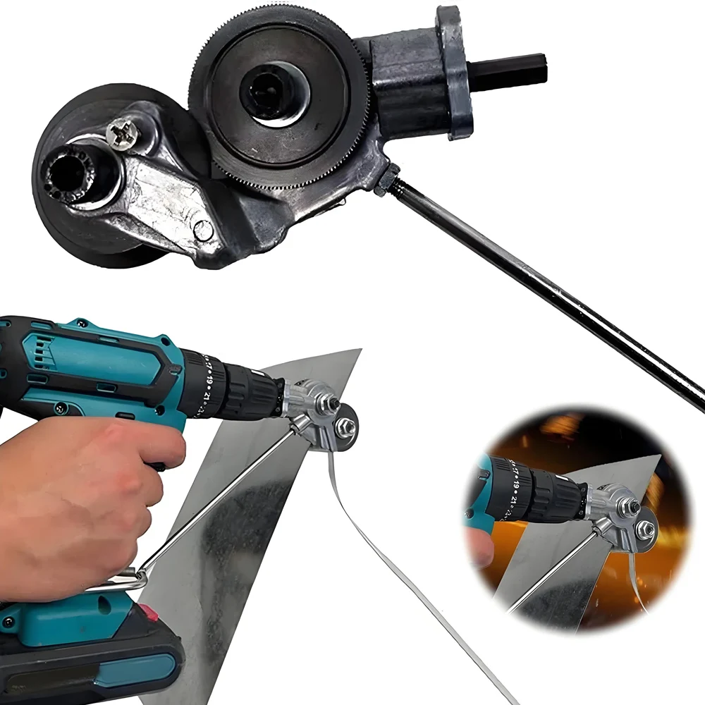 Electric Drill Plate Cutter, Upgraded Double Headed Nibbler Drill, Metal Sheet Cutter Tool, Punch Scissors Pro Cutting Tools