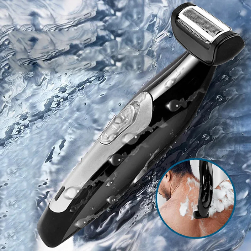 Electric back shaving razor, washable and waterproof, USB charging, detachable and extendable trimmer, for home use.
