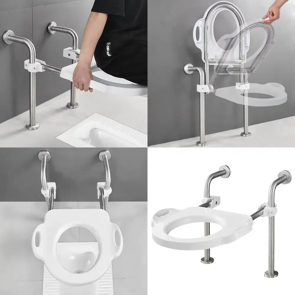 

Складное настенное сиденье для душа и туалета для пожилых и людей с ограниченными возможностями, регулируемое по высоте, портативное, для безопасности в ванной комнате