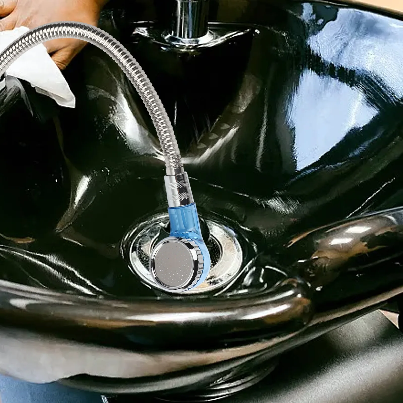 Grifo de Agua con Rociador de Champú y Manguera para Lavacabezas de Barbería, Bañera, Fregadero, Diseño Antifugas de Aleación de Zinc