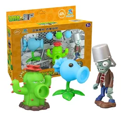 Plants vs Zombies 2 Cactus Peashooter Coconut Cannon Genuine Toy Set 2 style Game Figures Soft Silicone Zombie Birthday Gift Boy