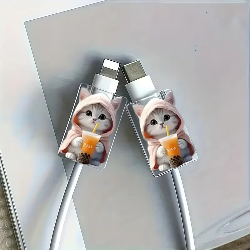 2pcs of Cute Cartoon Data Cable Protectors, Damage-Resistant, Type-C Phone Cable Protectors, Beautiful And Durable