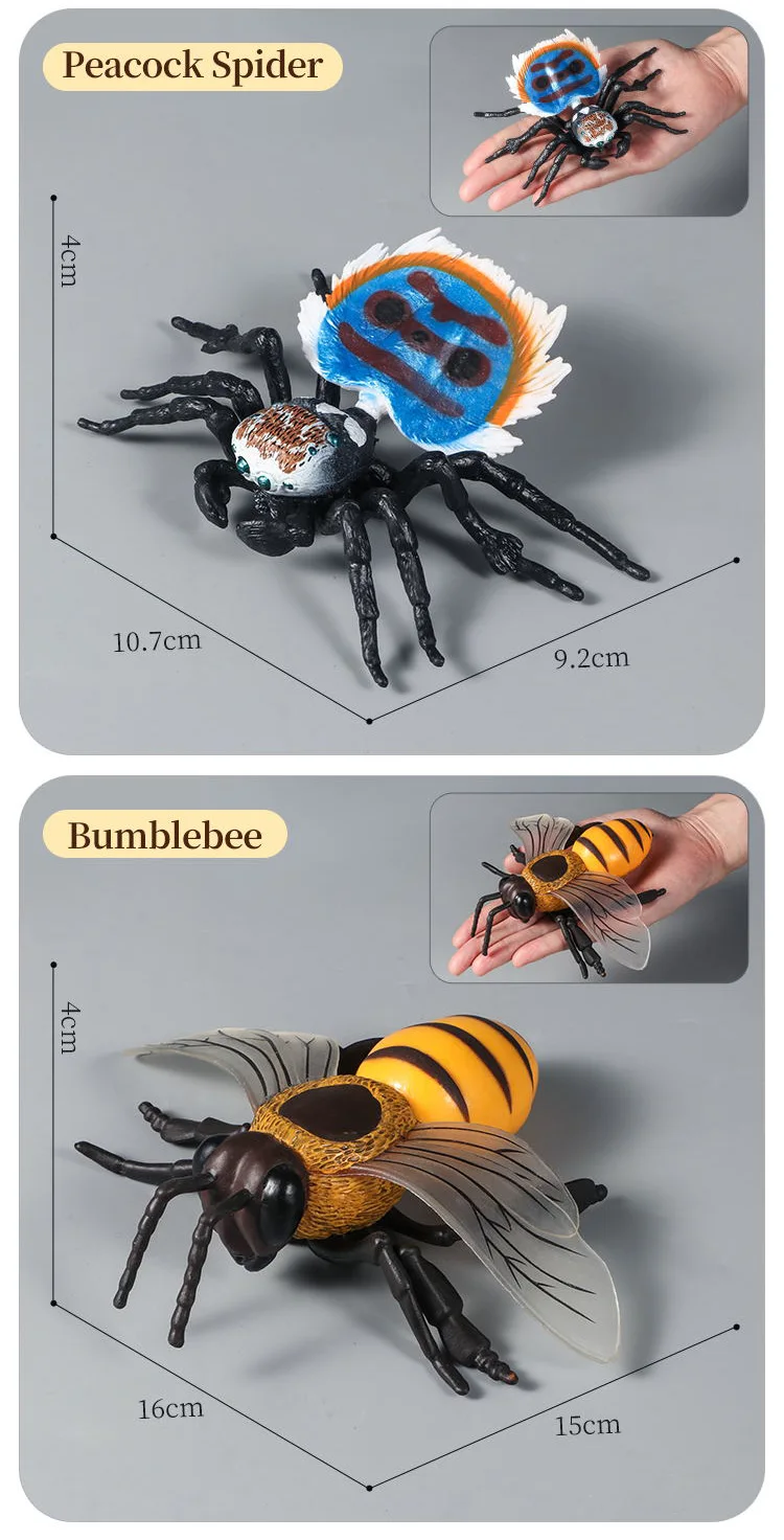 Pädagogisches Insekten-Tiere-Modell-Spielzeug-Set mit Schmetterling, Biene, Libelle, Mantis, Ameise, Schnecke, Actionfiguren für Kinder, Sammlung, Dekoration – Detail 18