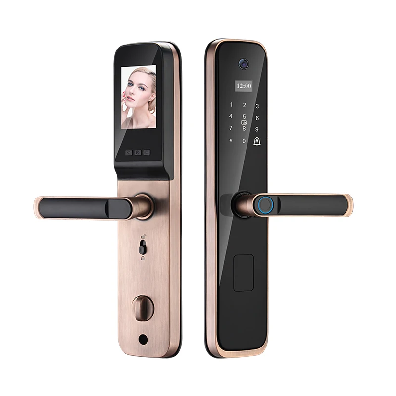 Biometric 3D Visual Cat Eye Tuya Digital Smart Deadbolt Door Lock Fingerprint With Camera