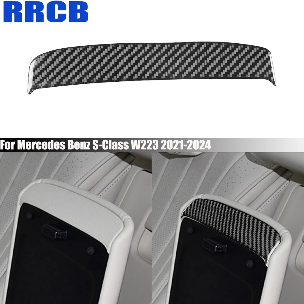 

Carbon Fiber Car Accessories Rear Armrest Storage Interior Trim Cover Sticker For Mercedes Benz Maybach S-Class W223 2021-2024