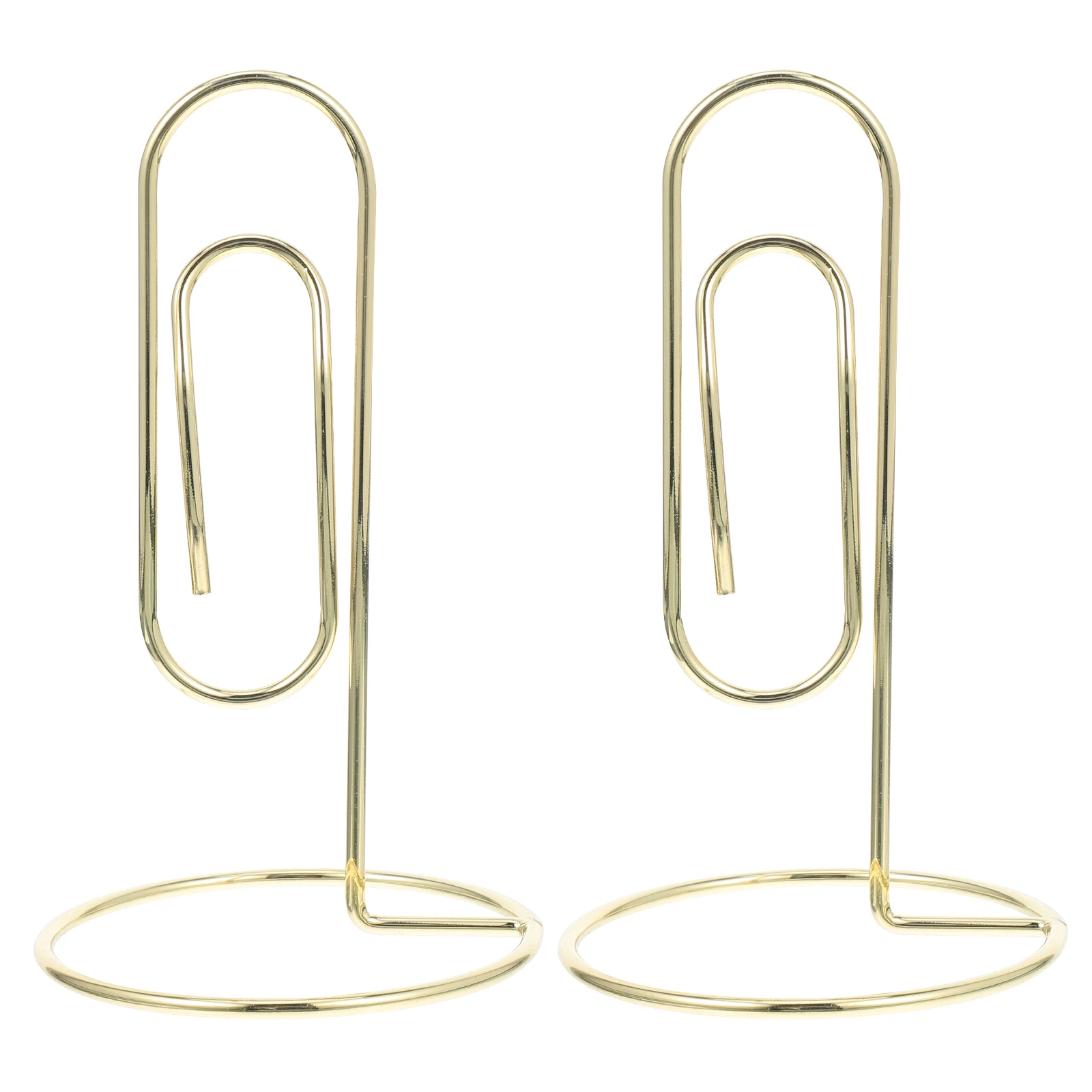 

2 Pcs Metal Business Card Holder Photo with Clip Desk Table Number Clips Office