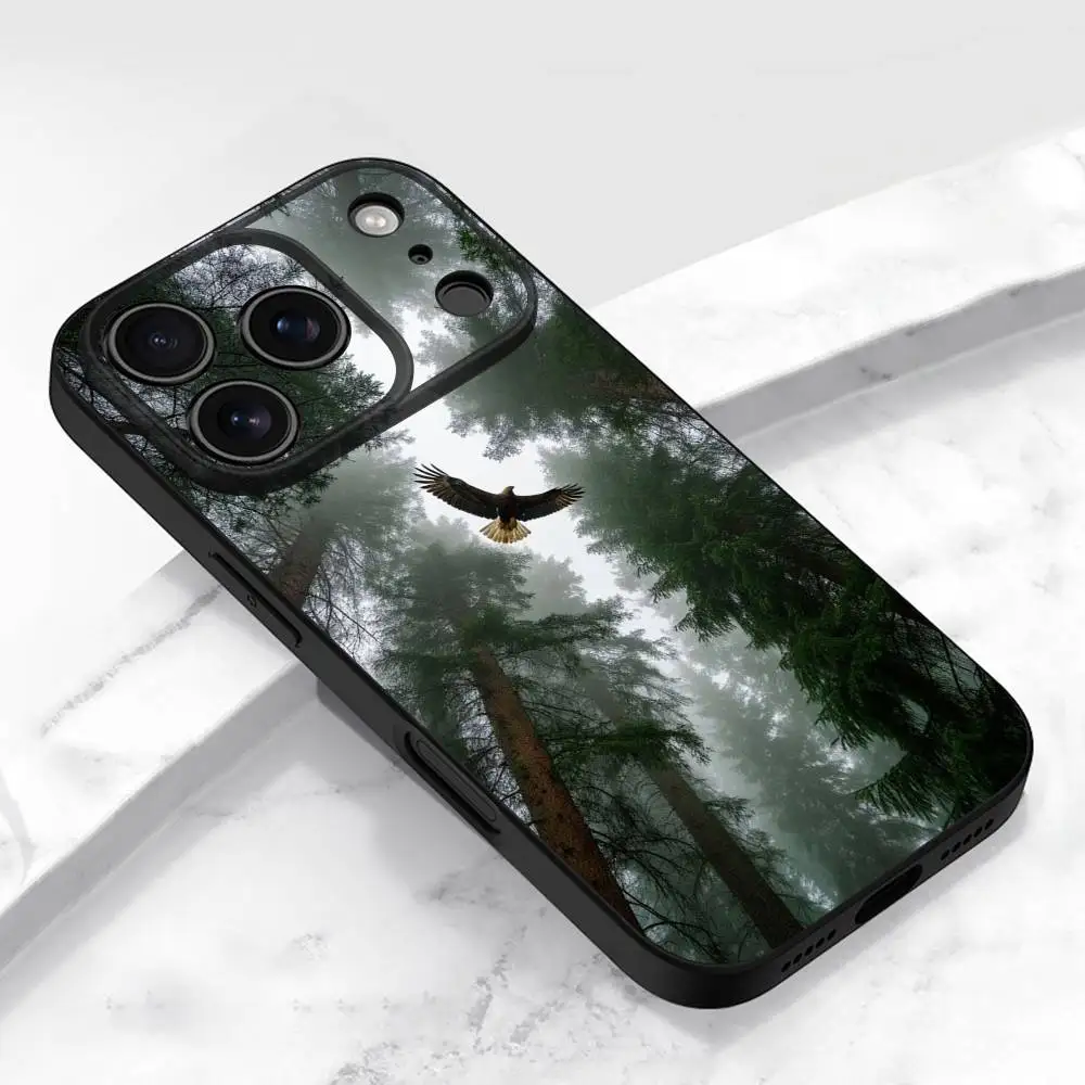 حافظة هاتف إيجل هوك فالكون بيرد لهاتف آيفون 17,16,15,14,13,12,11,Pro,Max,Plus,E,Air,غطاء أسود واقٍ صغير