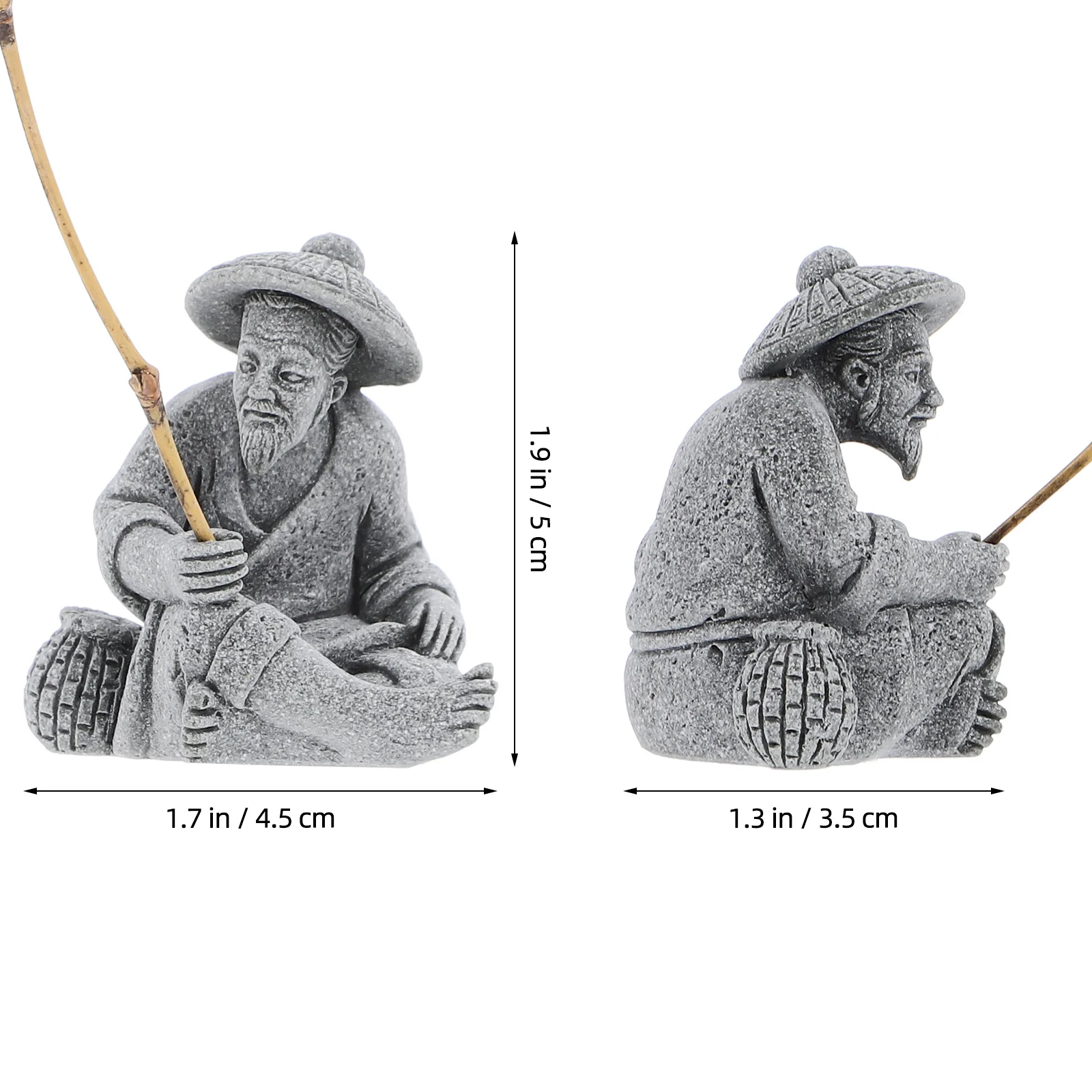 يجلس صياد الزينة الحجر الرملي الحرفية حديقة بونساي حوض السمك ديكور طول العمر الحكمة صياد تمثال الحجر الرملي #5