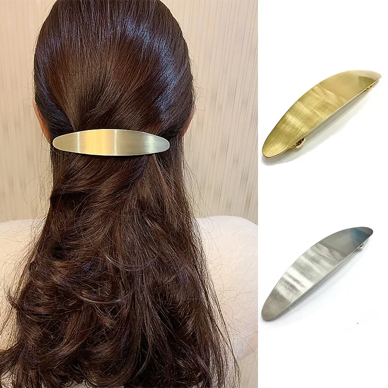 Elegant Mental Strip Hair Barrette For Women Smooth Surface Headwear Vintage Long Hair Clips Hair Styling Accessories