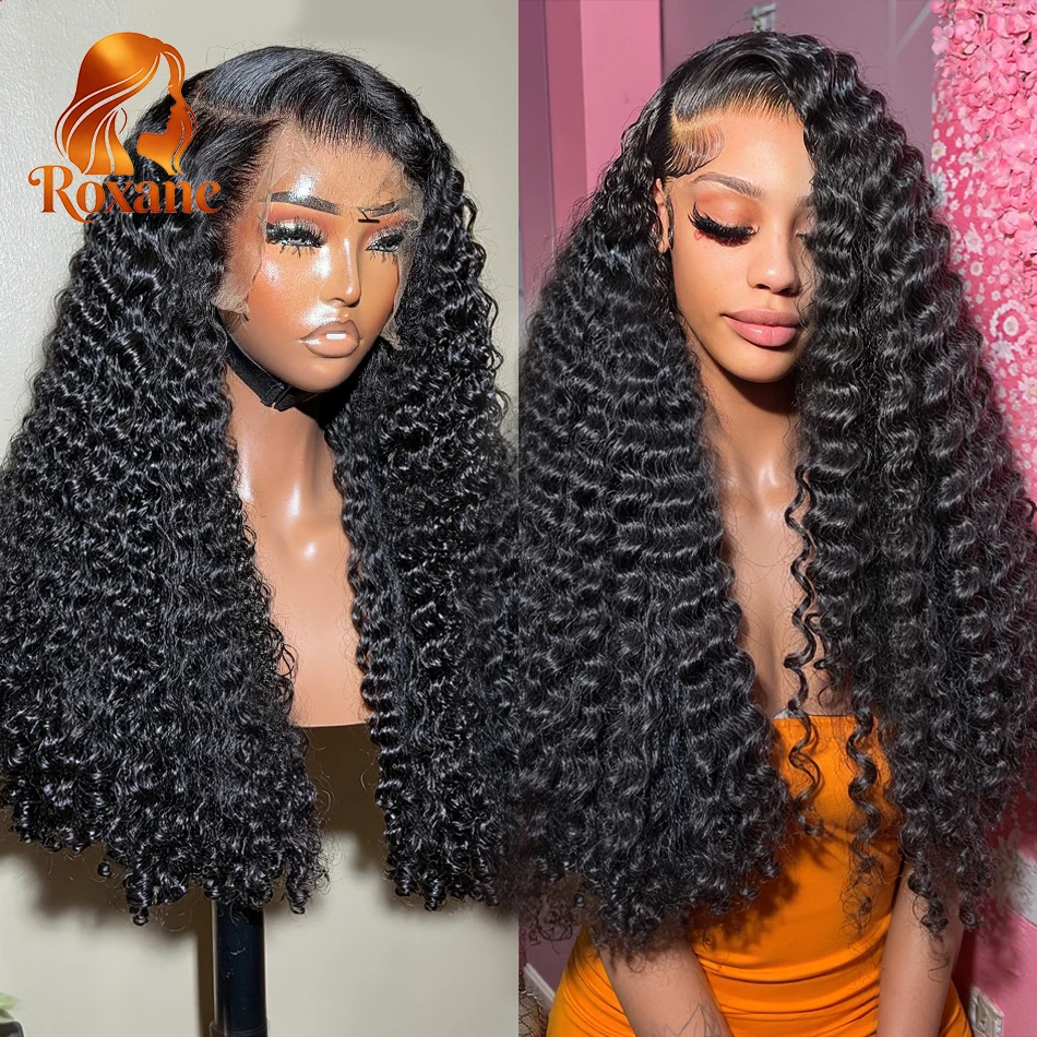 

Парик Roxane 30-40 дюймов, с волнистыми локонами, на кружевной основе 13x6 HD, глубокая волна, без клея, из натуральных волос, плотность 220%