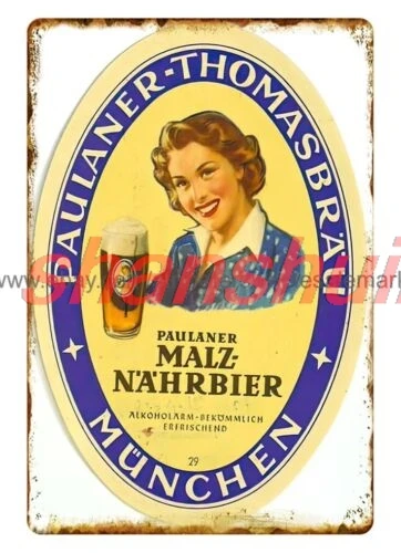 SHANSHUI interior design Paulaner Malz Nahrbier beer Bar Table Diner metal tin sign 1pc