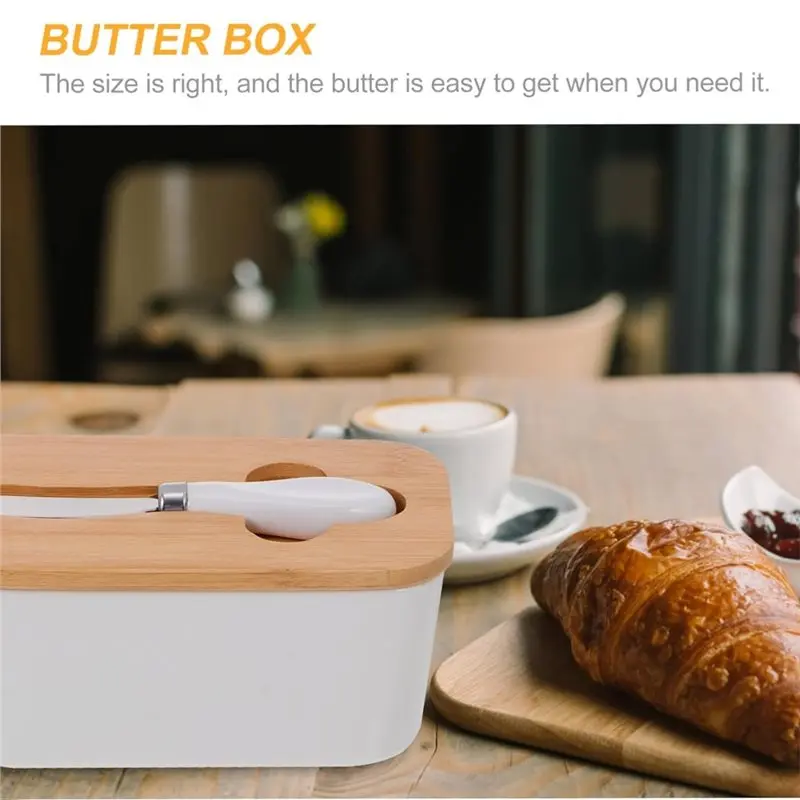 A84X- Butter Dish Butter Cutter Lid For Home Bakeries Restaurants Stain Scratch Resistant With Butter Spoon
