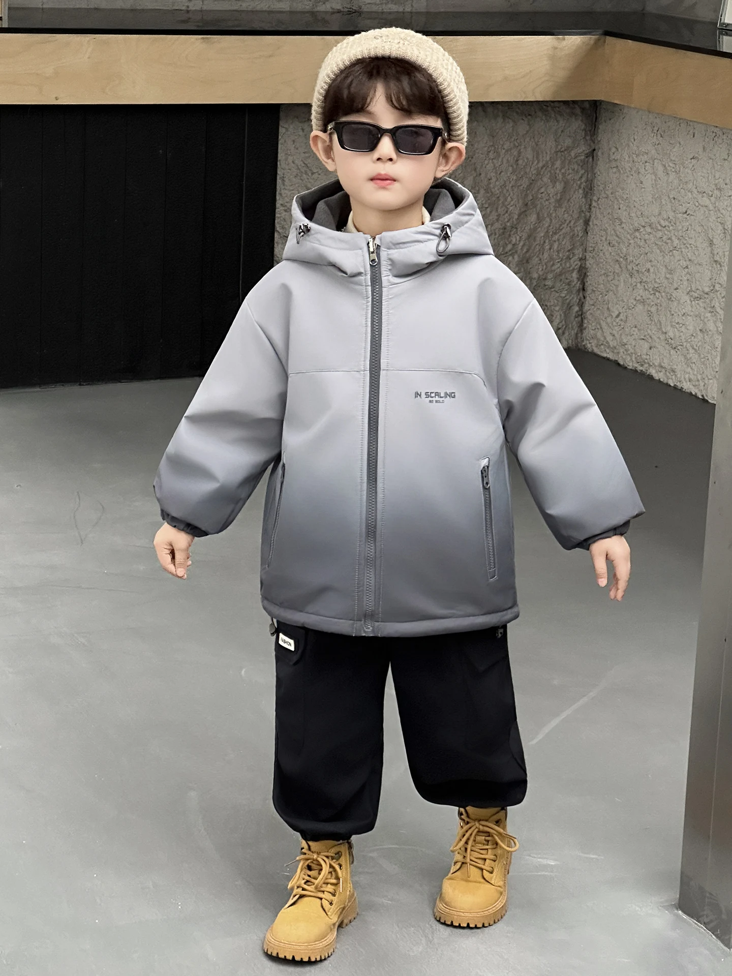 

Thiened Autumn Winter Fce Jaet for Boys 2025 New Sle Double-sided Wearable Soft Plu Hooded Zipper Casual Coat