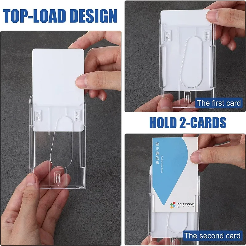 5Pcs Transparent Plastic Vertical Hard ID Access Card Cover Credit Card Case Badge Holder Double Side Card Holder Case