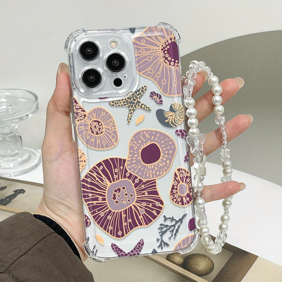 Wrist Strap Purple Golden Ocean Coral Phone Case For Samsung Galaxy A57 A56 S25 S26 S23 S24 Plus Ultra A17 A27 A55 A37 A06 Cover