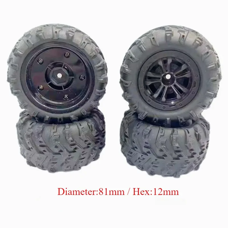 Pneus de roue de camion monstre hexagonaux de 12mm, 4 pièces, pour SCY 16101 Pro 1:16, pièces de mise à niveau de voiture RC hors route