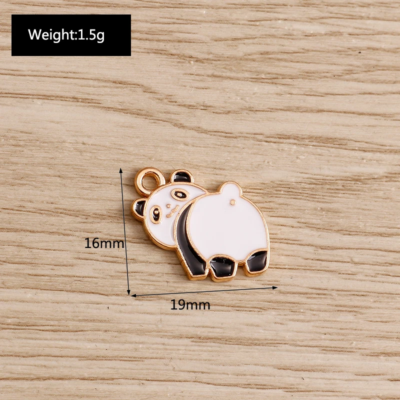 Tusember 10 Stück/Set Emaille Niedlicher Bambus Großer Panda Anhänger für DIY Ohrringe, Armbänder, Schlüsselanhänger, Schmuckherstellung, Bastelzubehör – Detail 7