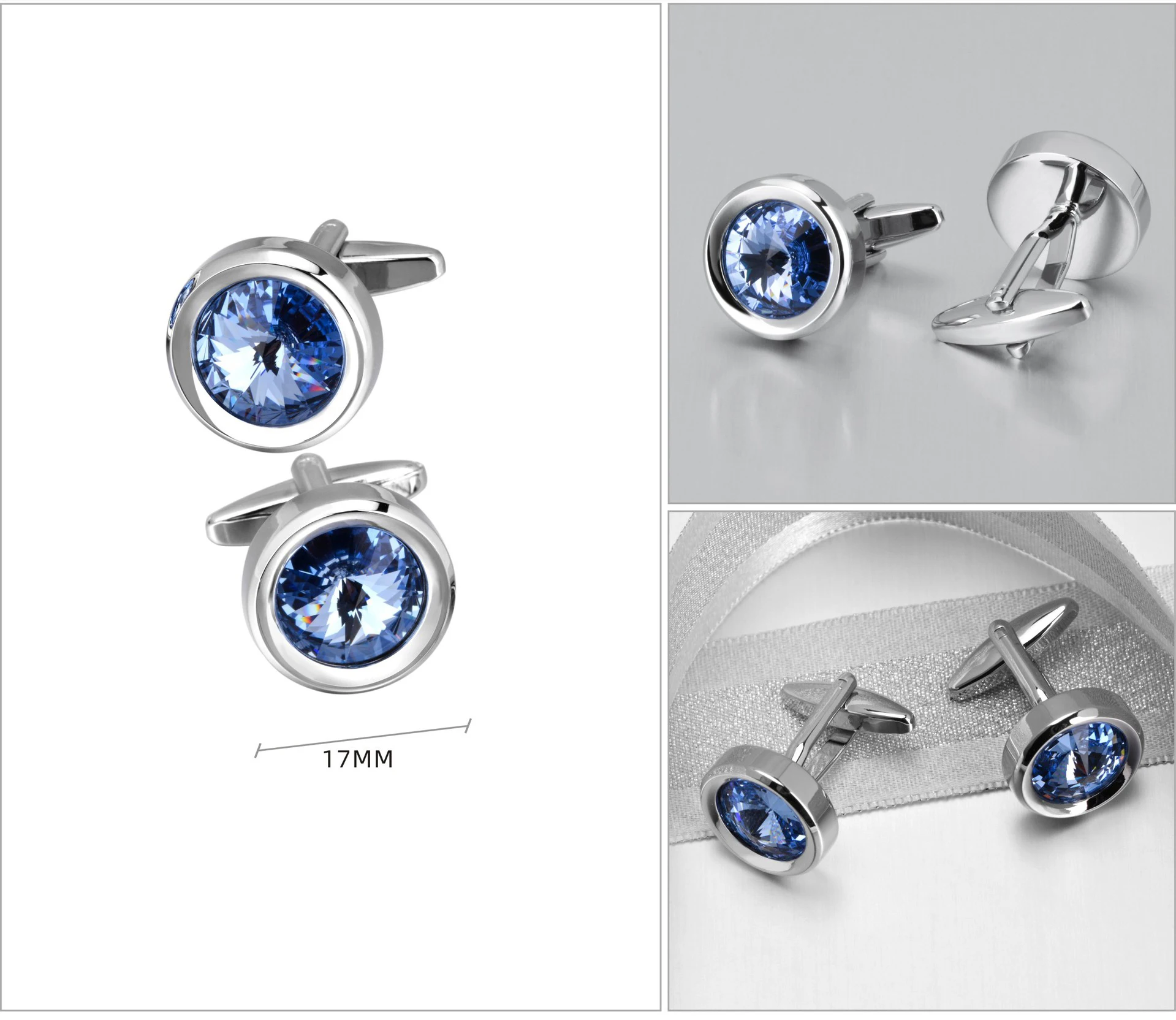 SAVOYSHI Top Quality Crystal Cufflinks for Mens Women Shirt Cuff buttons Round Cuff Link Wedding Gift Groomsmen Business Jewelry