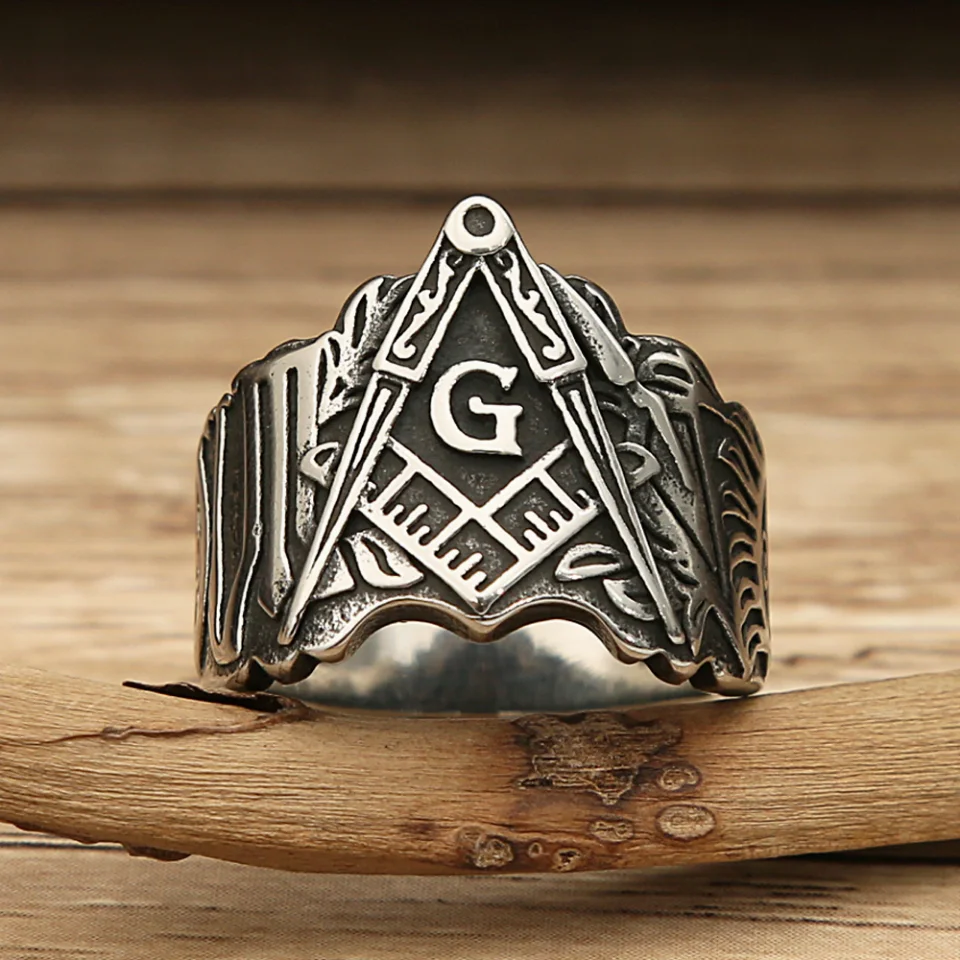Vintage 316L Stainless Steel Masonic Letter Ring For Men Women Fashion Free Mason Masonic G Rings Amulet Jewelry Gifts Wholesale