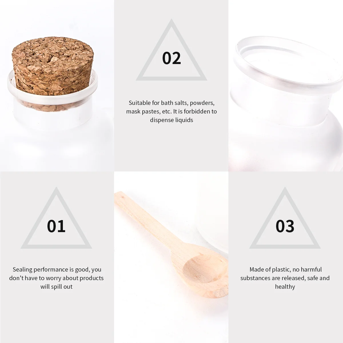 

6pcs Bath Salt Bottle Frosted Plastic Container Refillable Powder Holder Shaker For Bath Salts Seasoning Nuts Mask Paste Storage