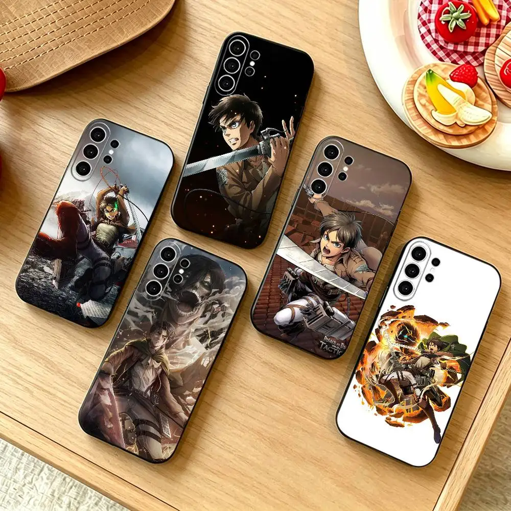 A-Attack on T-Titan Eren Yeager Phone Case For Samsung S25,S24,S21,S22,S23,S30,Ultra,S20,Plus,Fe,Note,10,9,5G Black Cover