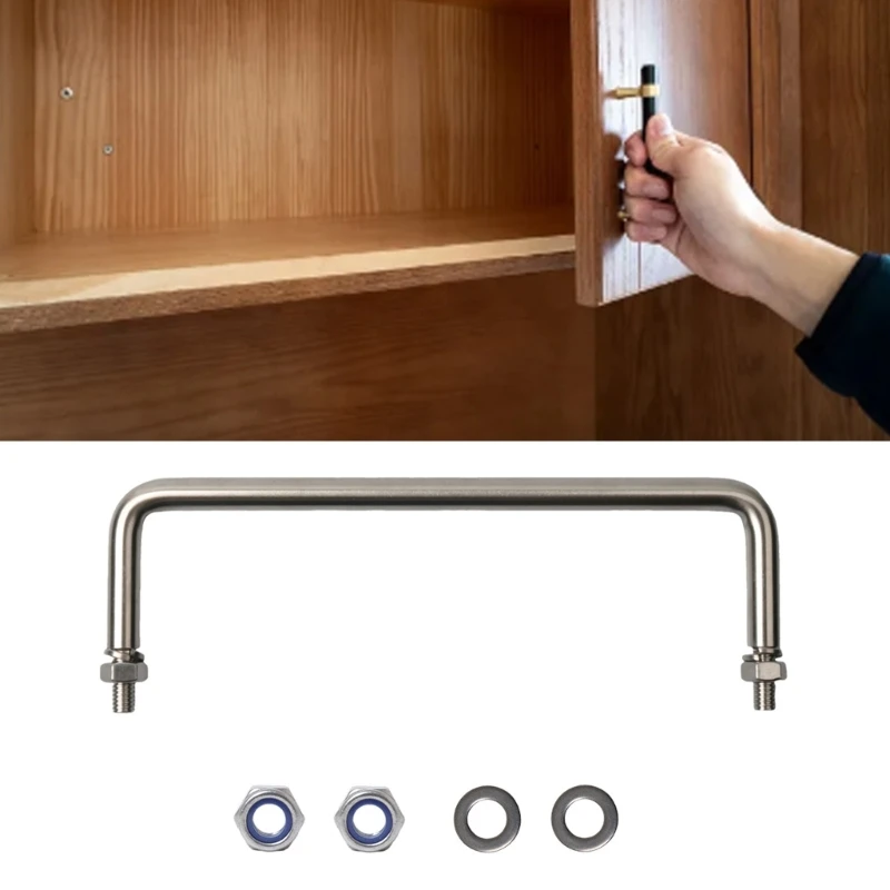 Equipment Cabinet Pull Handle Set in 304 Stainless Steel, Threaded Grab Handle with Fasteners for Utility Compartment Doors and